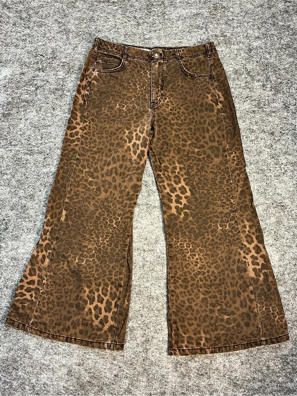 PILCRO High-Rise Animal-Print Flare Jeans Brown Size 33